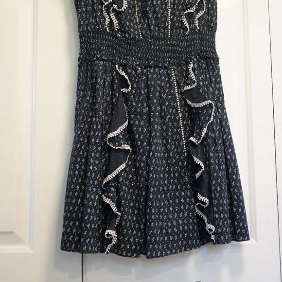 La Vie Rebecca Taylor Navy Blue & White Short Ruffle Dress - Picture 10 of 12